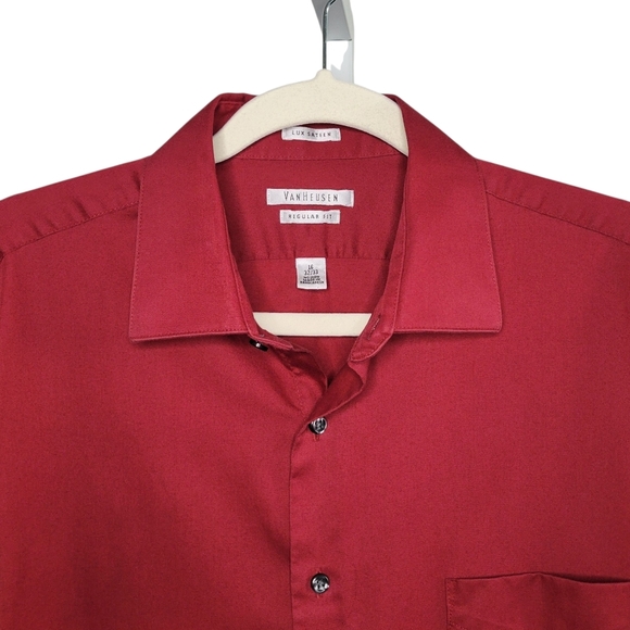 Van Heusen Men's Dress Shirts Red & Black Size 16 32/33 Regular Fit Long Sleeve - Picture 3 of 9